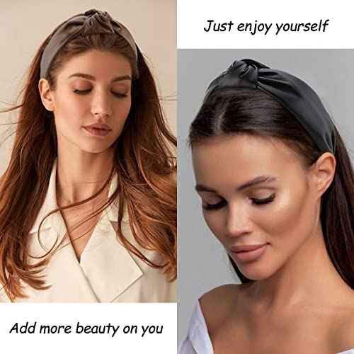 TOBATOBA Leather Headbands for Women, 4Pcs PU Leather Knotted Headband for Women, Top Knot Headband, Diademas Para Mujer De Moda, Neutral Cute Womens Fashion Headband, Hair Accessories for Women Girls
