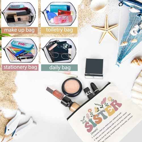 Valentine's Day Sister Gifts Galentine Delicate Gifts for Sister-Makeup Bag Travel Zipper Pouch Birthday Ideas Best Friend Bestie from Brother Friendship Soul Gifts for Girl Big Sister Sorority Gift