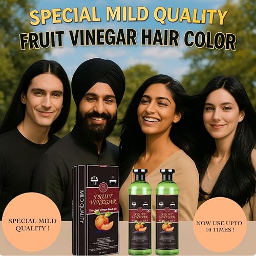 Fruit Vinegar Hair color | Ammonia Free | Gray Coverage | Non-Staining | Long-Lasting | 33.8 fl oz |1000 ml | Unisex Hair Color | Natural Black