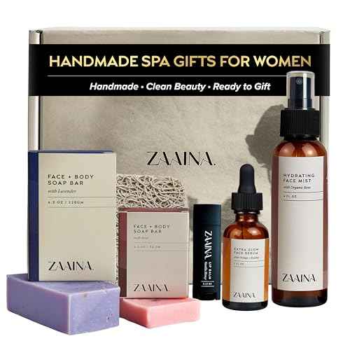 ZAAINA Spa Gift Basket for Women - Natural Self Care Kit, Handmade Soaps, Face Mist, Serum - Deluxe Set