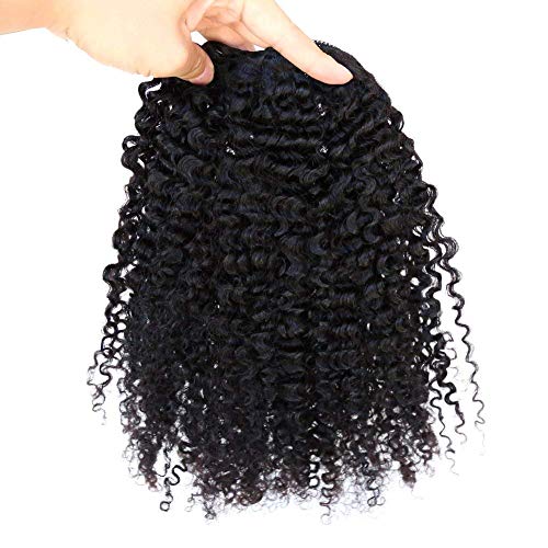 3B 3C Kinky Curly Human Hair Ponytails Extensions Curly Ponytail Hair Piece Wrap Drawstring Puff Ponytail Hairpieces For African American Top Closure Clip Ins 20inch