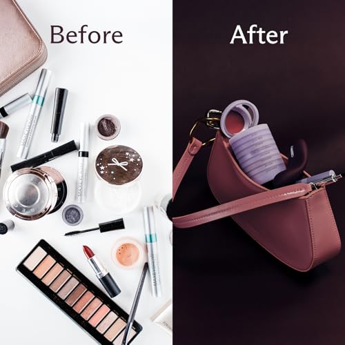 Subtl Staks 4-in-1 Travel Makeup Kit by Subtl Beauty - Eyeshadow Duo, Shine Control Powder, Cream Highlighter, Lip and Cheek - Includes Mirror Lid and Mini Brush - Stackable Makeup Designed for Travel