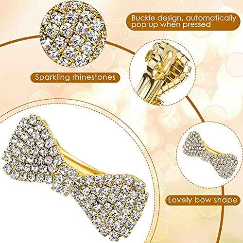 WILLBOND 6 Pcs Crystal Rhinestone Hair Clips Bling Silver Gold Rhinestone Bows Wedding Barrette for Women Mini Alligator Diamond Clips Bridal Hair Jewelry Accessories for Christmas Birthday Present