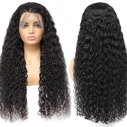 Deep Wave Lace Front Wigs Human Hair 200% Density Deep Curly Lace Frontal Wigs 26 Inch 13x4 Glueless Wigs HD Transparent Lace Front Wigs Human Hair Pre Plucked with Baby Hair for Black Women