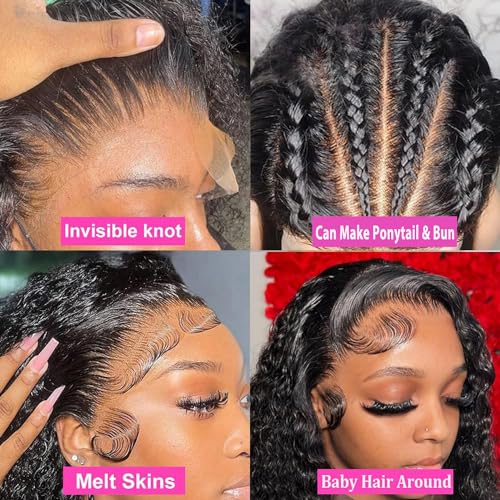 360 Lace Front Wigs Human Hair Pre Plucked Deep Wave Lace Front Wigs Human Hair Wigs for Black Women with Baby Hair Natural Hairline Deep Culy 360 Full Lace Wigs 18 Inch