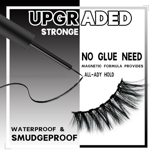 Magnetic Eyelashes - Magnetic Lashes Natural Looking, Reusable 60 Wears Faux Mink Lashes Cruelty-Free & Vegan