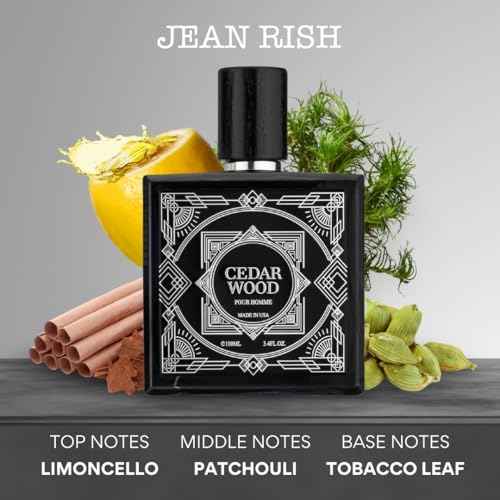 Jean Rish Cedar Wood Eau De Toilette - Perfume for Men (3.4 Fl Oz / 100ml) with Limoncello, Patchouli & Tobacco Notes - Long Lasting and Luxury Fragrance