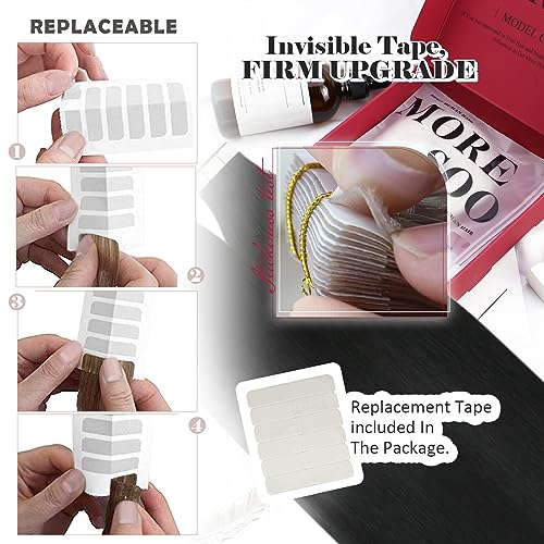 Moresoo Tape in Hair Extensions Human Hair #1 Jet Black Hair Tape in Human Hair Extensions Invisible Glue in Extensions Real Hair Straight 40 Pieces 100g 20 Inch