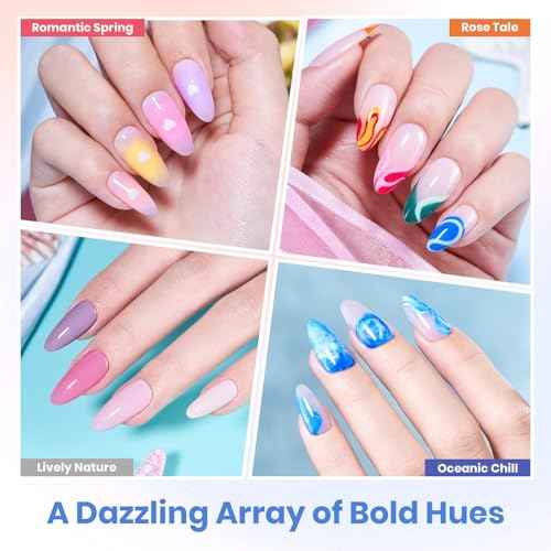 Beetles 100 Colors Gel Nail Polish Set, 119 PCS Nail Polish Kit All Season Cat Eye Pink Blue Jelly Glitter Pearl Gel Polish & 5Pcs Base Top Coat Soak off UV Manicure Nail Art Home Gifts for Women