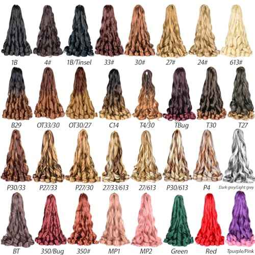 French Curly Braiding Hair 24Inch Loose Wavy 8 Packs #1B Black Bouncy Braiding Hair Extensions 75g/Pack Synthetic French Curl Crochet Hair Extensions£¨8packs,24Inch)