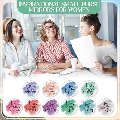60 Pcs Employee Appreciation Gifts Inspirational Canvas Makeup Bags Compact Mirrors Bulk Cosmetic Bags Portable Mirror Thank You Gifts for Women Christmas Nurse Practitioner (Inspiration)