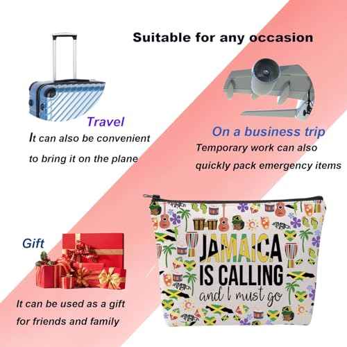 KUIYAI Jamaica Vacation Makeup Bag for Lovers - Cosmetic Travel Gift for Girls Trip - Souvenir for Travelers (JamaicaMakeup)