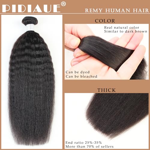 Kinky Straight Bundles Human Hair Weave Yaki Straight Bundles 12 14 16 inch Remy Hair 12a 100% Unprocessed Brazilian Virgin Hair Natural Color