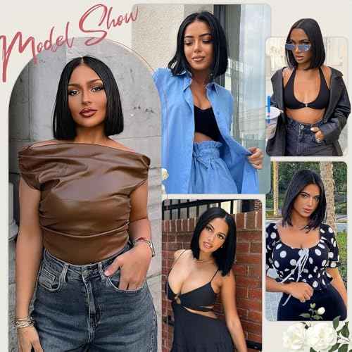 Bob Glueless Wigs Human Hair Pre Plucked Pre Cut 6x4 HD Transparent Lace Front Wigs Human Hair 150% Density Wear and Go Short Straight Wigs for Black Women No Glue Lace Closure Wigs 12 Inch