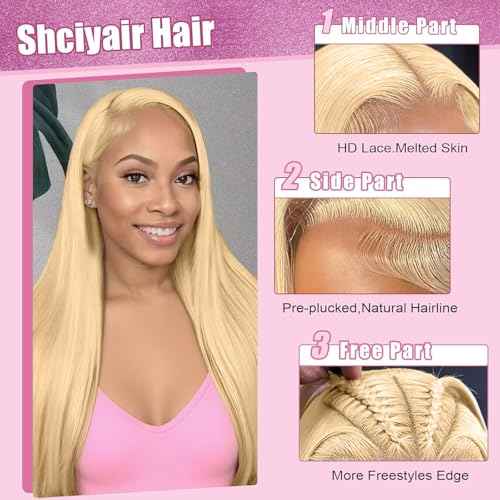 30 Inch 613 Lace Front Wig Human Hair Blonde 13X6 HD Transparent Lace Front Wigs Human Hair 220% Density Blonde Glueless Wigs 613 HD Straight Lace Frontal Wigs Pre Plucked