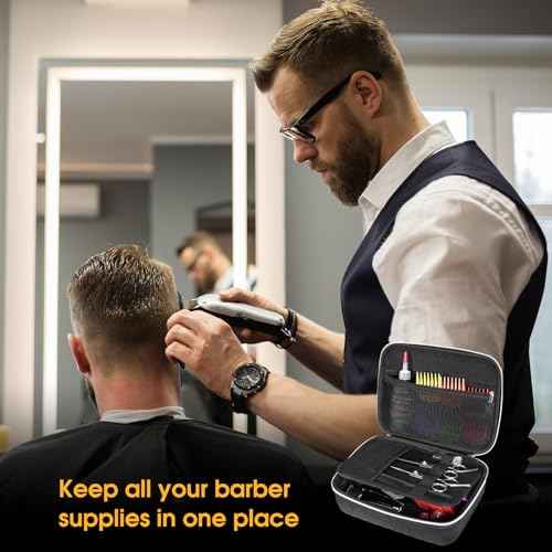 ProCase Barber Case with Washable Oilproof Inner Casing, Hard Travel Carrying Bag for Hair Clippers, Hair Cutting Supplies Holder, Trimmer Organizer Storage for Men Razor Guard Grooming Kits -Black