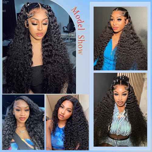 Deep Wave Lace Front Wigs Human Hair Pre Plucked 30inch 13x6 Deep Wave HD Lace Frontal Wig With Baby Hair 180 Density Glueless Deep Curly Human Hair Wigs for Women