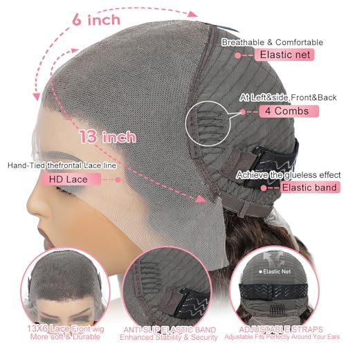 Aimking 13x6 Highlight Ombre Lace Front Wig Human Hair Wigs For Women 180% Density 4/27 HD Deep Wave Lace Frontal Wigs Curly Honey Blonde Wig Human Hair With Colored (22 Inch)
