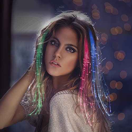 12 Pack Led Light Up Fairy Hair Accessories Braid Extension Butterfly Clips for Women Girls, Glow in the Dark Party Favors Supplies Neon Rave Accessories Wig for Festival Halloween Christmas Birthday