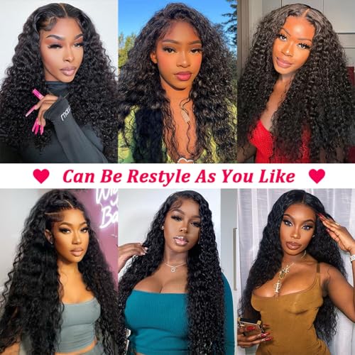 12 Inch 13x6 HD Deep Wave Lace Front Wigs Human Hair Pre Plucked 200% Density Transparent Deep Curly Lace Frontal Wigs With Baby Hair Glueless Wig For Women