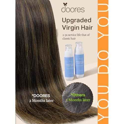 DOORES Tape in Hair Extensions Human Hair, Balayage Dark Brown to Chestnut Brown 50g 20pcs 18 Inch, Human Hair Extensions Natural Remy Straight Hair Skin Weft