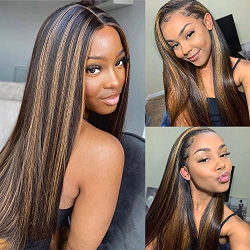 Highlight Ombre Lace Front Wig Human Hair 180 density 16 inch straight wigs human hair 13x4 lace front wigs human hair wigs for black women