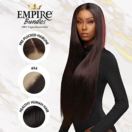 Sensationnel Empire bundles multi - straight with 4x4 closure 10a tangle shed free human hair for weaving and sew in styles (12 14 16 Inch, NATURAL)