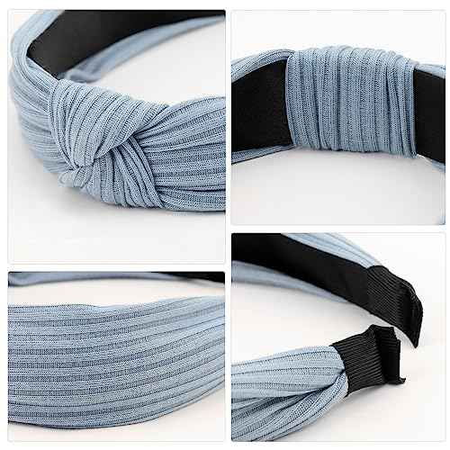 Knotted Headbands for Women Girls Non Slip Boho Wide Top Knot Turban Hairbands Fashion Ribbing Head Wraps Hair Bands Accessories