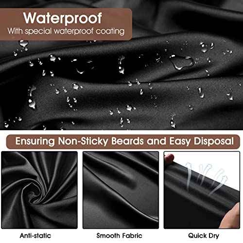 Beard Bib Apron, Stocking Stuffers Christmas White Elephant Gifts for Men Adults Dad Husband, Beard Hair Catcher for Sink, Non-Stick Beard Cape with 3 Suction Cups, Grooming Accessories(Black)