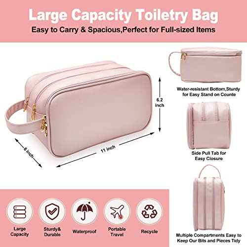 Makeup Bag for Women, Water Resistant Toiletry Bag for Travel Essentials, Dorm Room Essentials for Girl, Toiletry Organizer Dopp Kit for Toiletries Accessories, Mother's Day Graduation Gifts for Her
