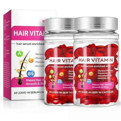 2 Box Hair Treatment Vitamin Serum Oil Capsules, No Rinse ? Enriched with Vitamins A C E Pro B5 Moroccan Macadamia Avocado Oils Repair Hair Serum for Frizzy and Damaged Hair. (80 Pcs)