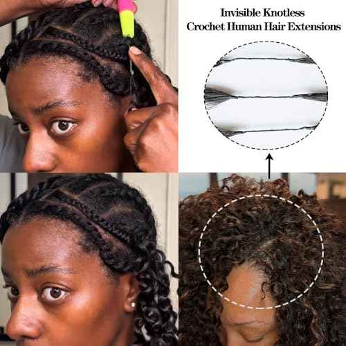 Pre-Separated Crochet Hair Extensions Knotless Curly Crochet Hair Extensions Real Human Hair With String for Braiding Reusable Fullness Deep Curly Feather Crochet Human Hair for Women 18inch 50g