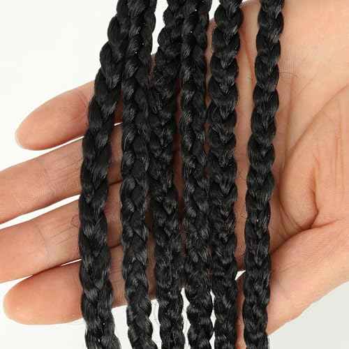 Themis Hair Black Crochet Box Braid 30inch 6Packs Midium Size Premium Synthetic Crochet Braids Waist Length Individually Prelooped Handmade Soft Braids Hair Extension For Girls Women(30inch 1B)
