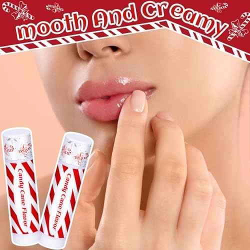 100 Pack Christmas Candy Cane Peppermint Lip Balms Bulk Peppermint Flavor Scented Lip Balms Favors Christmas Party Gifts Stocking Stuffers for Women Men Staffs Employee Coworkers Homeless