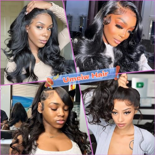 360 Body Wave Full Lace Front Wigs Human Hair Pre Plucked With Baby Hair 200 Density 360 HD Transparent Lace Front Wigs For Black Women Natural Color 16 inch