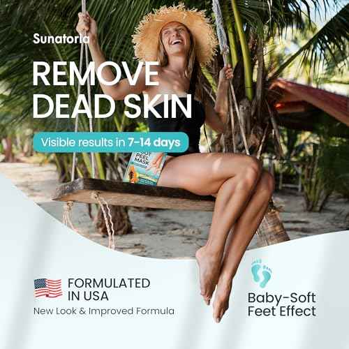 Foot Peeling Mask for Dead Skin Remover & Deep Moisturize | 2 Pairs | Dermatologically Tested - Foot Peel Mask for Dry Cracked Feet - Foot Mask make Soft Baby Feet for Men & Women | Aloe Vera