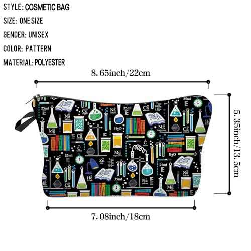 Women Travel Bag Chemistry Pattern Printed Cosmetic Bag Makeup Bag Small Pouch Gift for Women hz7093