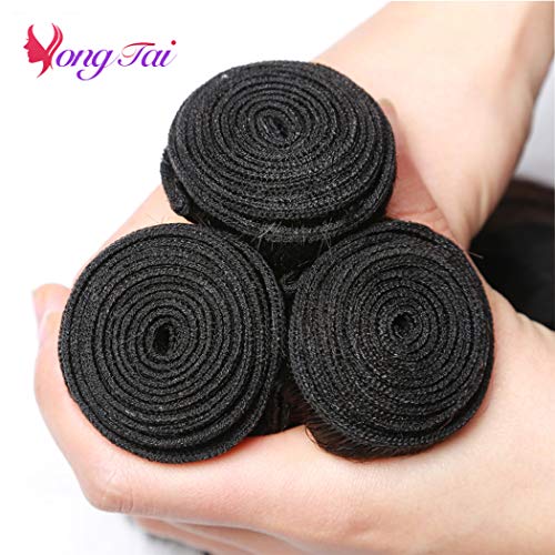 Kinky Straight Hair 3 Bundles 14 16 18 Inch 100% Unprocessed Brazilian Yaki Straight Bundles Human Hair Weave Extensions 1B Color Kinky Straight Human Hair for Women