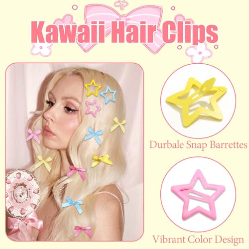 Mini Bow Hair Clips Star Clip Non Slip Checkered Bow Barrettes Cute Star Snap Barrettes Bowknot Hairpins Kawaii School Bows Y2k Hair Accessories For Women Girls School Prom Party 36 Pcs