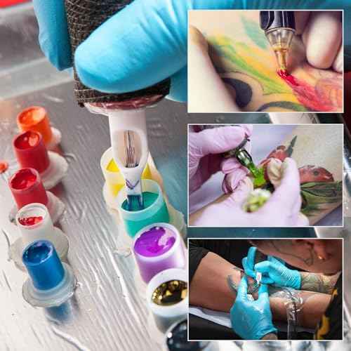 Tattoo Ink Caps Small - Autdor 300Pcs Tattoo Cups 11mm Disposable Tattoo Ink Cups With Base Microblading Pigment Caps for Tattoo Permanent Makeup Container Cap Tattoo Accessories Tattoo Supplies