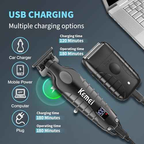 KEMEI Professional Electric Foil Shaver for Men, Beard Trimmer & Men's Grooming Set, Foil Shaving Kit and Bald Head Precision Trimmer, Cordless and Rechargeable with USB, Gifts for Men