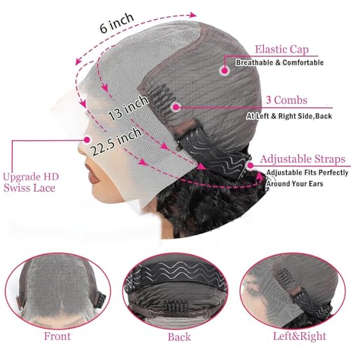 24 Inch Chocolate Brown Deep Wave Lace Front Wigs Human Hair Pre Plucked 200% Density 13x6 HD Lace Frontal Wigs with Baby Hair Deep Curly Wet and Wavy Glueless Wigs for Women (4# Brown, 24 Inch)