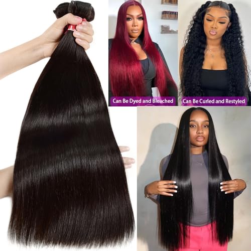 Straight Bundles Human Hair 12A Human Hair 3 Bundles Straight Hair Brazilian Hair Deals Human Hair Bundles Virgin Human Hair Bundles Remy Human Hair Bundles 20 22 24 Inch Human Hair Extensions
