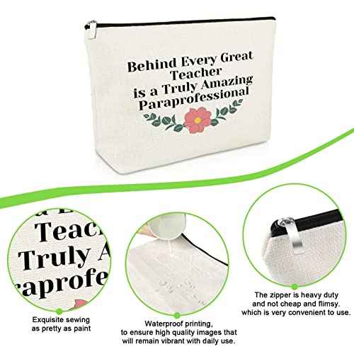 Paraeducator Appreciation Gift for Women Makeup Bag Paraprofessional Gift Thank You Gift for Para Teacher Assistant Birthday Gift Cosmetic Bag Retirement Gift Teacher Day Gift Travel Cosmetic Pouch