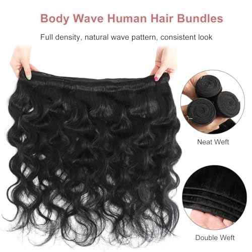 Body Wave Bundles 12A Human Hair 28inch One Bundle 100% Unprocessed Brazilian Virgin Body Wave Human Hair Bundles for Black Women Natural Black