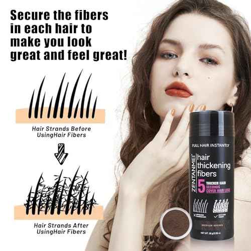 Hair Fibers for Thinning Hair for Women All-Natural Hair Building Fibers 0.98 Oz Hair Volume Powder Bald Spot Cover Up for Men & Women (Gray)