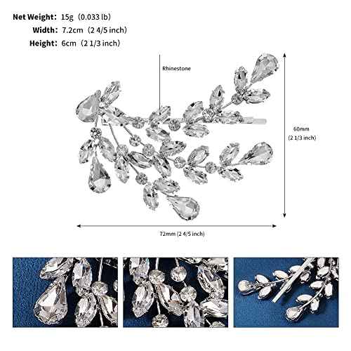 Sither Bridal Crystal Barrette for Wedding Women Crystal Hair Clip Silver Headpiece for Prom Halloween Party Hair Accessories Christmas Gift