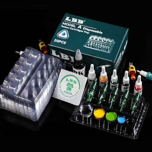 Disposable Tattoo Cartridges Tray 20pcs Plastic Tattoo Tray 5 Cartridge Needles Holders 5 Ink Holders/Cleaning Cups Disposable Tattoo Supplies (Small)