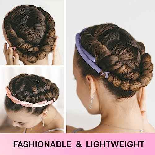 Lanzhire No Heat Overnight Curling Headband for Long and Short Hair - Thin Heatless Curlers to Sleep In (Black)