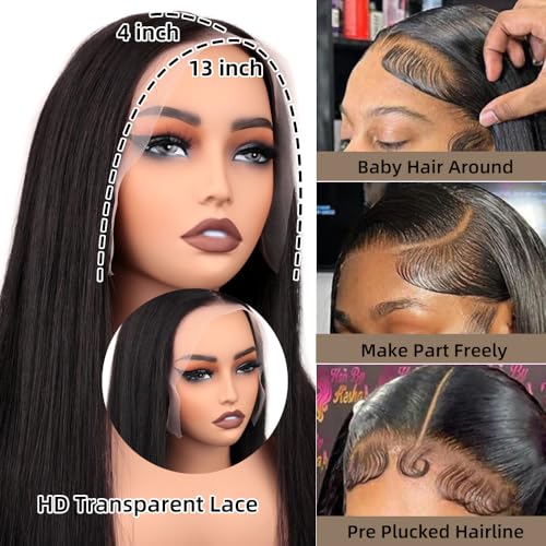 Lace Front Wigs Human Hair 13x4 Straight Lace Front Wigs HD Transparent 200% Density Glueless Wigs For Black Women Pre Plucked With Baby Hair 22inch